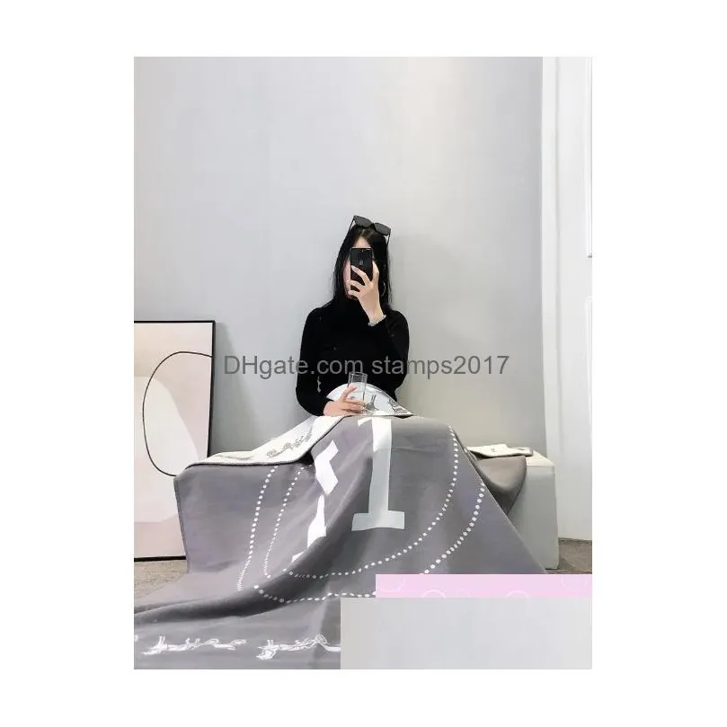luxury designer blankets letter cashmere soft wool scarf shawl portable warm sofa bed fleece knitted throw blanket wholesale