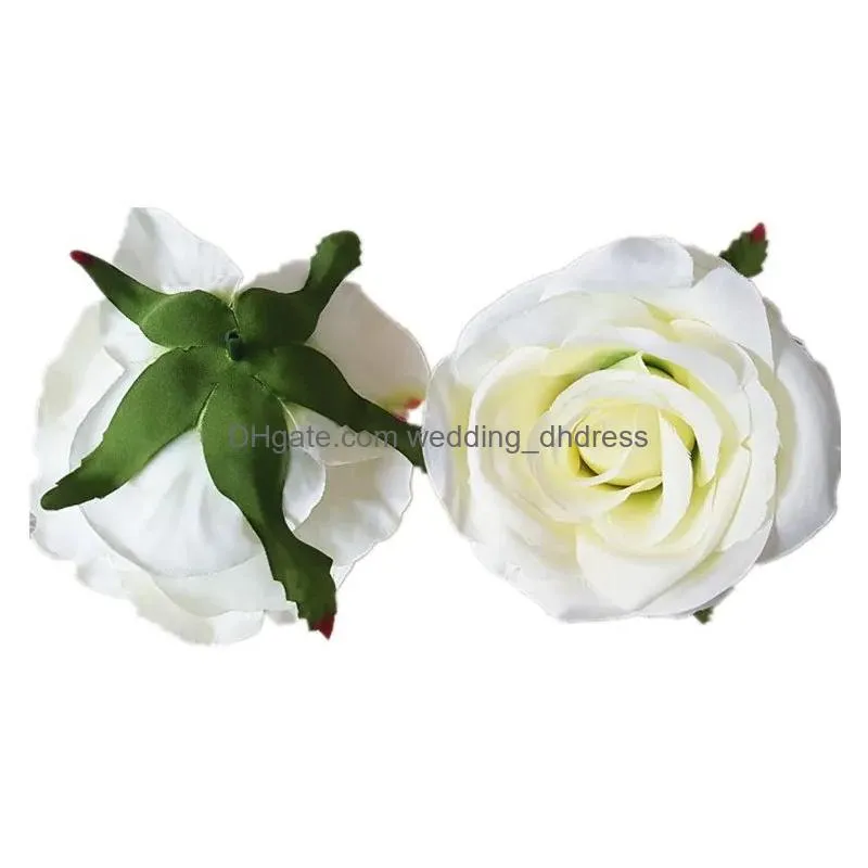 20pcs/opp bag 12cm artificial rose flower heads silk decorative flower party decoration wedding wall flower bouquet white artificial roses