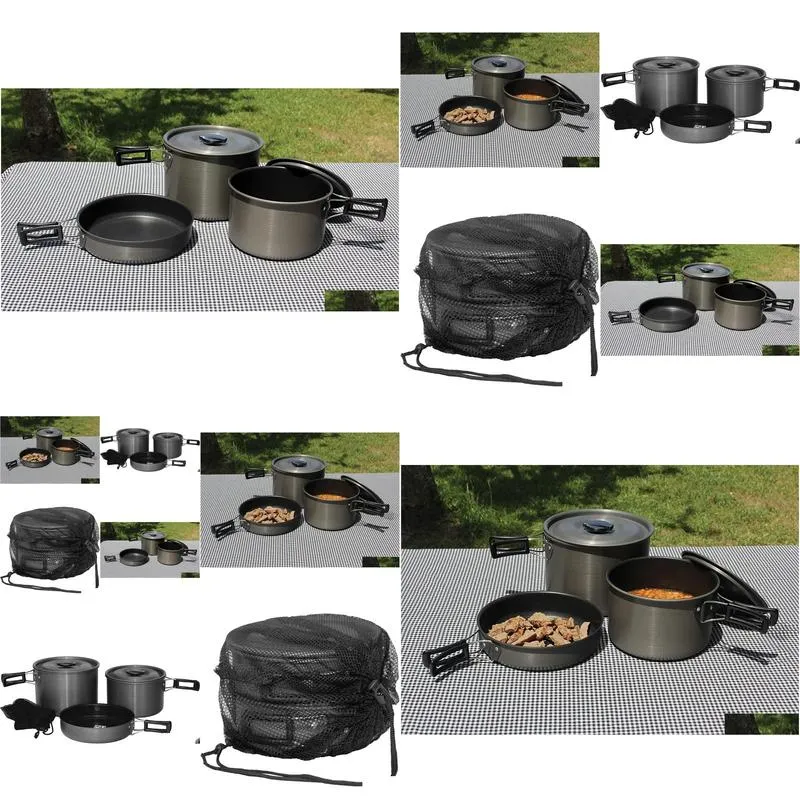 Camp Kitchen Trailblazer Black Ice 5 Pc Hard Anodized Cam Cookware Outdoor Cook Set With Storage Bag Drop Delivery Sports Outdoors Cam Dh0Gk