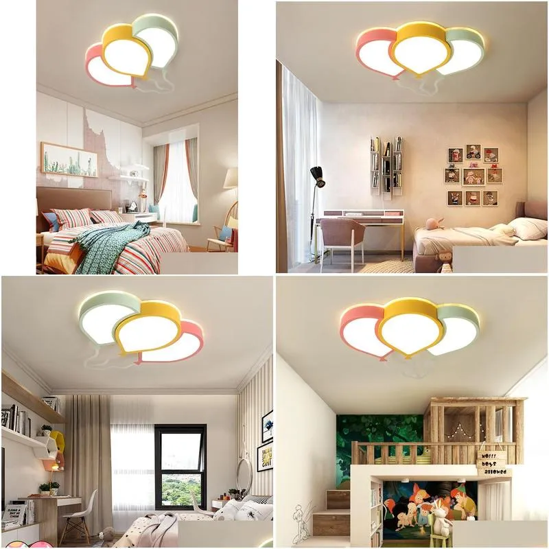 Ceiling Lights New Modern Led Ceiling Chandelier For Bedroom Study Room Children Kids Rom Home Deco Pinkyellowgreenceiling Chandelier3 Dha4Y