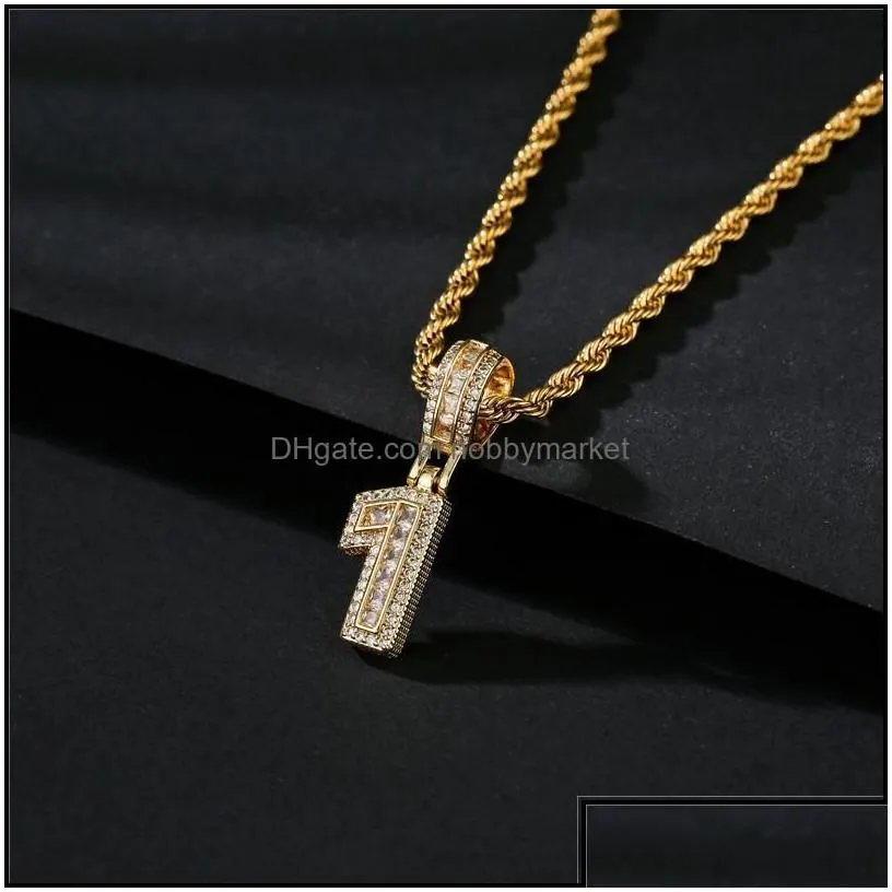 chains necklaces pendants jewelry newbuy baguette numbers twist chain pendant for men women fl iced out cubic zircon hiphop drop drop