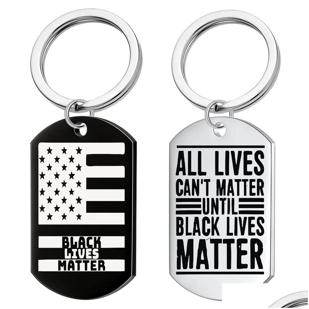 Key Rings Stainless Steel Keyrings Bag Charm Black Lives Matter Women Pendant Necklaces Keychain Ring Accessories Men Fashion Blm Car Dhikz