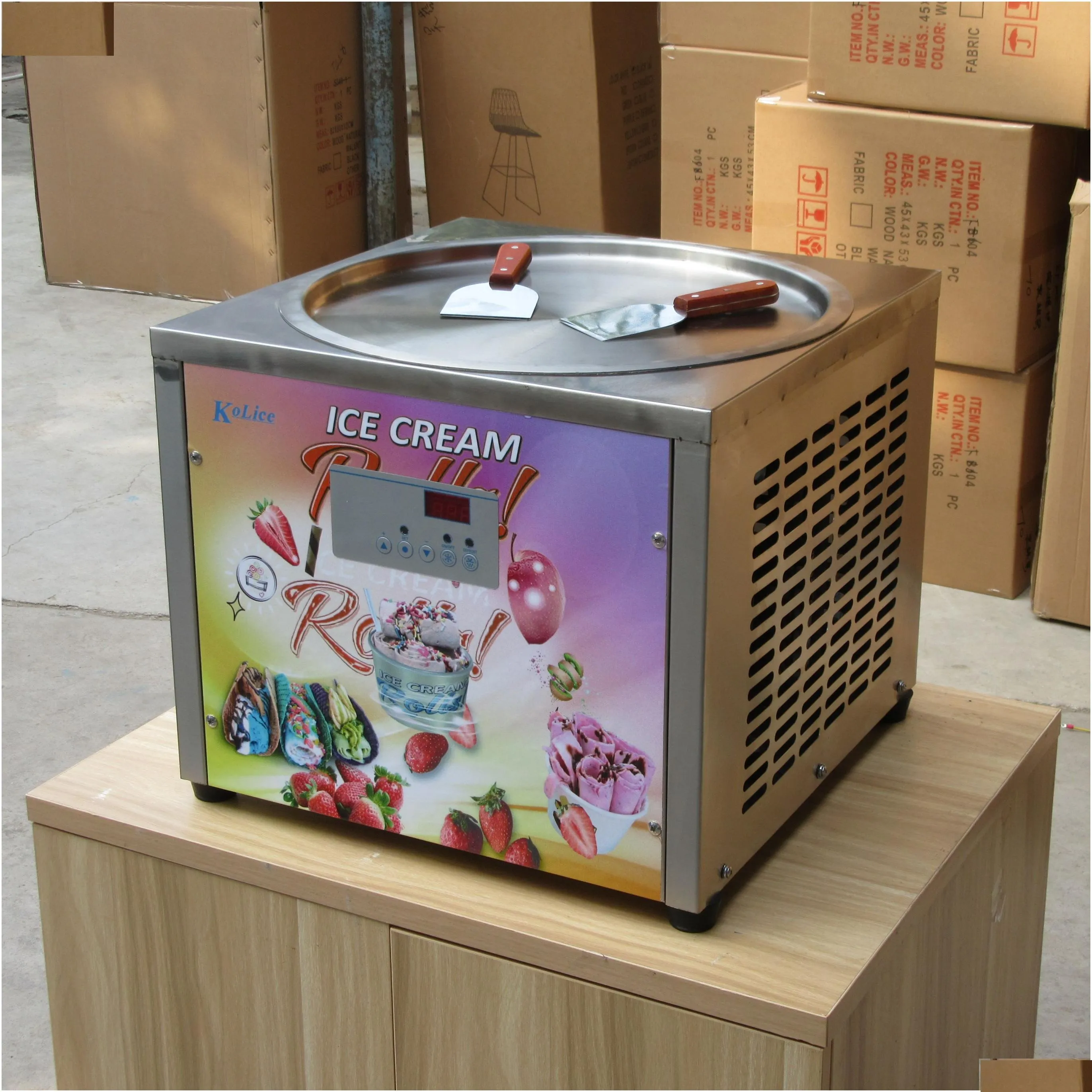 Food Processing Equipment Wholesale To Door Commercial Countertop Roll Ice Cream Hine Food Processing Equipment 45Cm Pan Drop Delivery Dhzxk