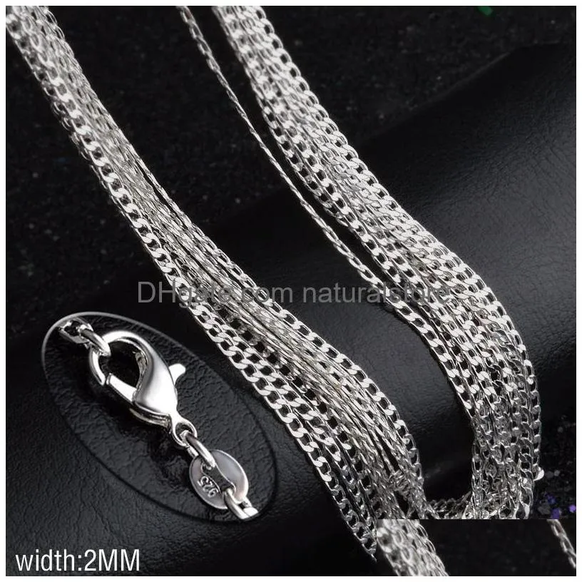Chains Bk 2Mm 925 Sterling Sier Side Necklace Cuban Link Chains For Women Mens Jewelry 16 18 20 22 24 26 28 30 Inches Drop Delivery Je Dht36