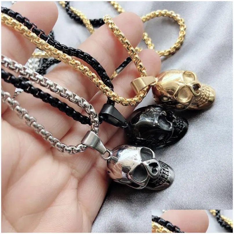 stainless steel necklaces jewelry gothic accessories chain mens locket festival halloween gift skull titanium steels punk hip-hop