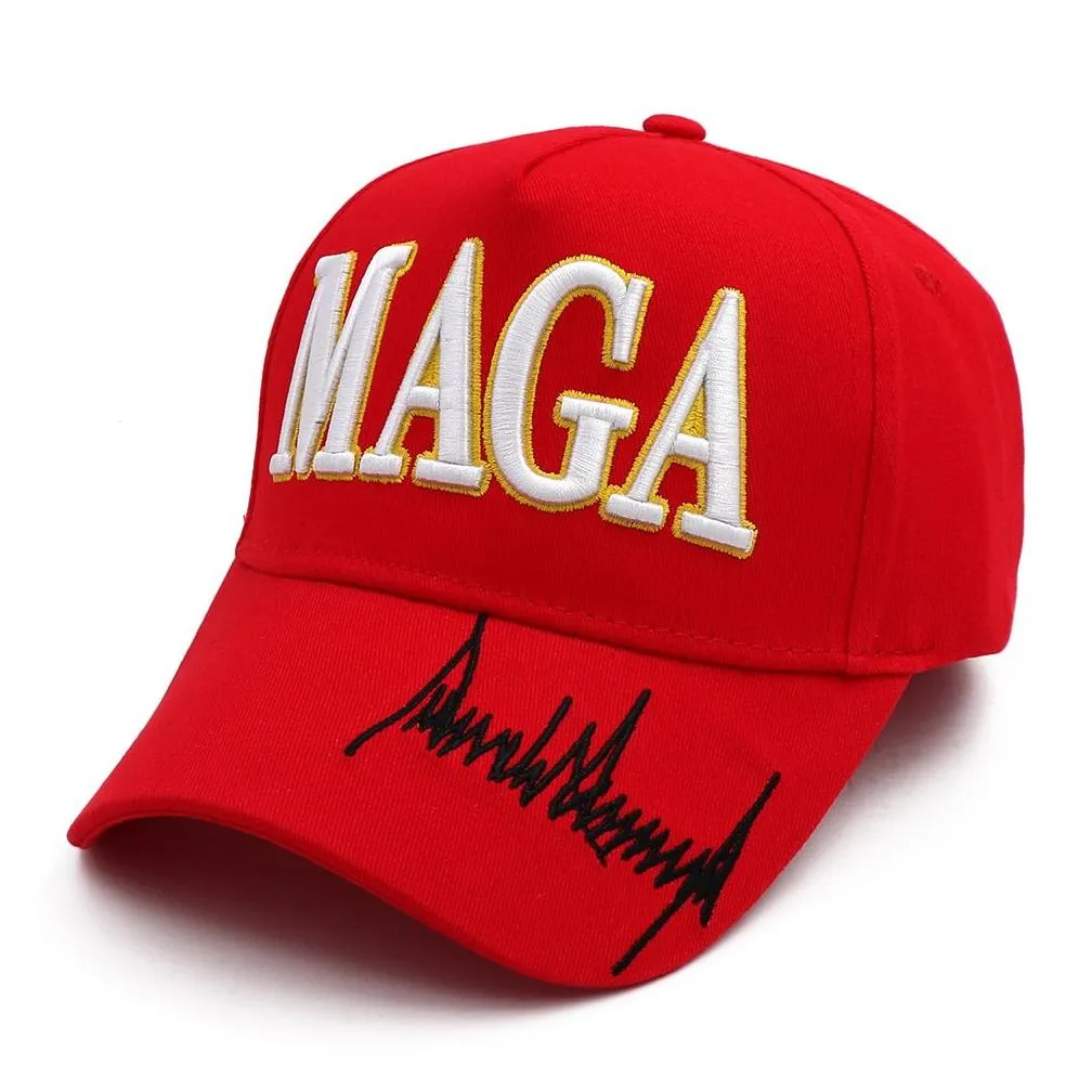 Maga Embroidery Hat Trump 2024 Black Red Baseball Cotton Cap For Election Drop Delivery Dhts0