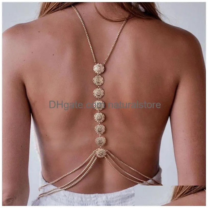 Belly Chains New Arrival Women Y Swimsuit Body Chain Vintage Gold Ancient Sier Waist Belly Back Chains For Female Fashion Beach Jewel Dhaeh