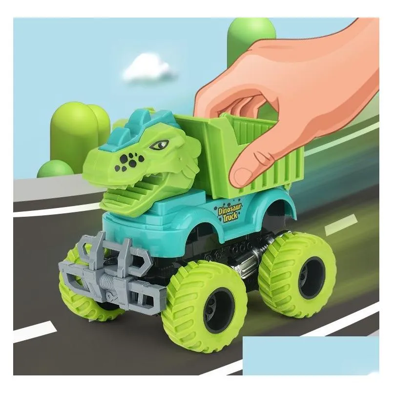 Diecast Model Cars Monster Jam Go Kart Dinosaure Toy Model Kit Dinosauri Rex Transport Engineering Car Camion Cattolo Per Bambini Truc Dhyhz