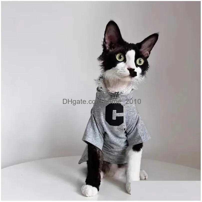 clothing sphynx hairless cat clothing german sphinx trend letter short sleeve tshirt cotton breathable thin pet cloth