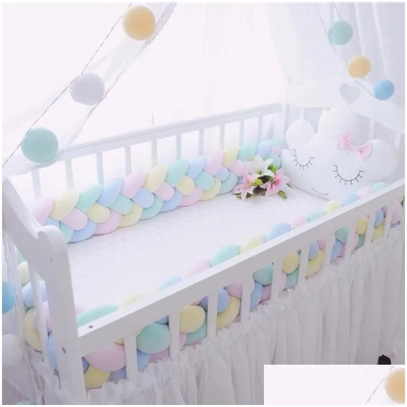 Bedding Sets Baby Bed Protector Bumper Newborn 4 Twist Pure Cotton Weave P Knot Crib Decor Ball Infant Room Decoration1 Drop Delivery Dhytd