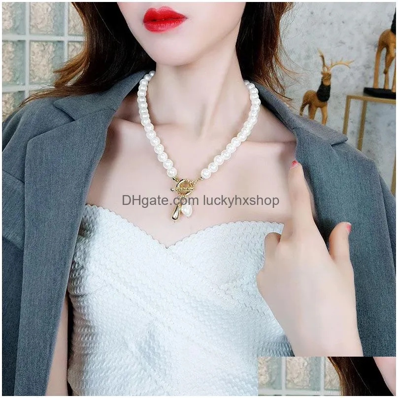 Chokers Korean Pearl Beads Chains Choker For Necklace Women Fashion Double Layer Luxury Personalized Jewelry Gift Drop Delivery Jewelr Dhngc