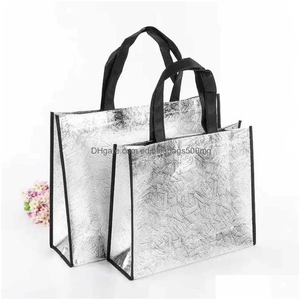 women shopping bag large capacity canvas gift wrap travel storage bags laser glitter female handbag grocery canvas tote bolsa de la