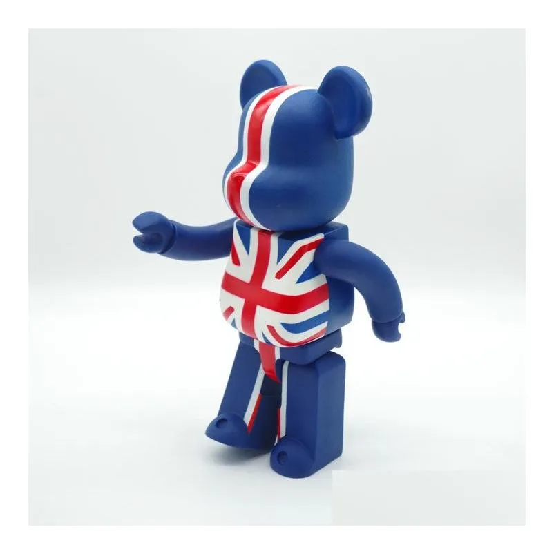 Action & Toy Figures New 400% Bearbrick Action Toy Figures Bear British Style Large Size Decoration Doll Brick 28Cm W/ White Box Drop Dhals