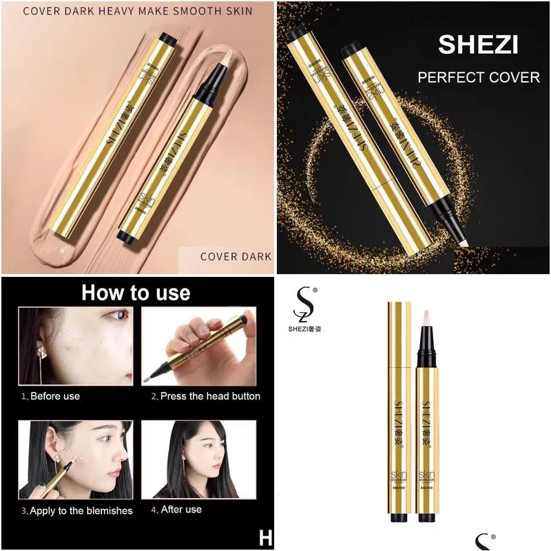 Concealer Shezi 3 5G Foundation Liquid Dark Eye Circle Pen Spot Acne Perfect Skin Care Makeup Beauty Cosmetics 230801 Drop Delivery Dhacg