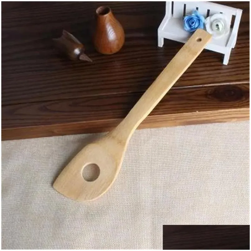 Cooking Utensils Bamboo Spoon Spata 6 Styles Portable Wooden Utensil Kitchen Cooking Turners Slotted Mixing Holder Shovels Fy7604 Drop Dhr2D