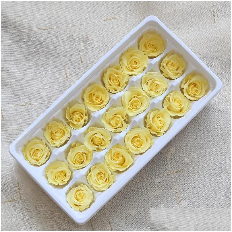 Decorative Flowers & Wreaths 21Pcs/Box Diy 2-3Cm Eternal Roses Natural Preserved Flowers Immortal Rose Mothers Day Gift Wedding Decora Dh9Rk