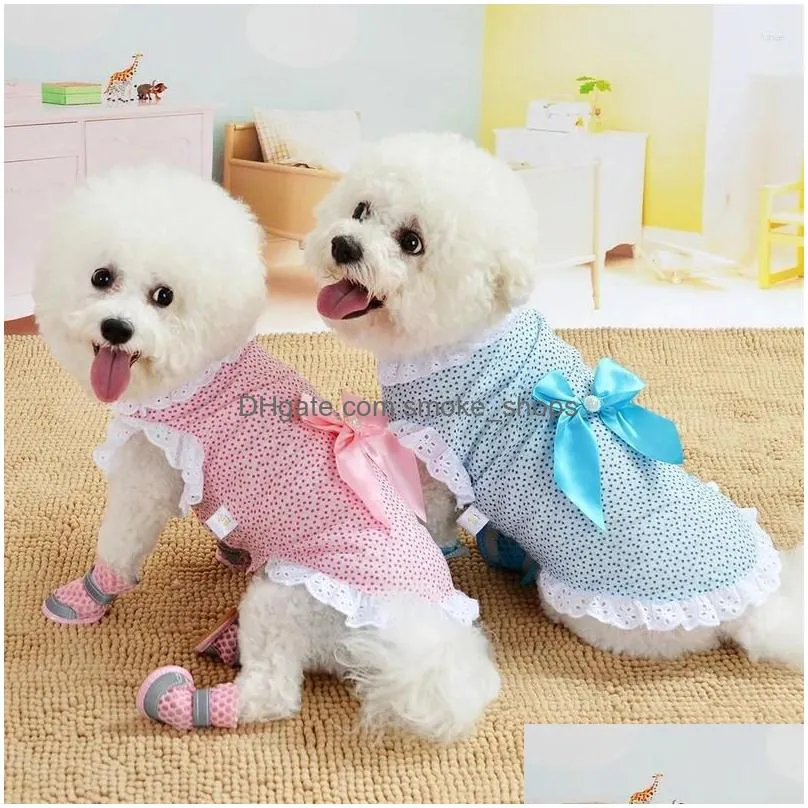 cat costumes pet dress broken flower lace small medium cats dogs skirts spring and summer 2 color xs-l cute bow clothes
