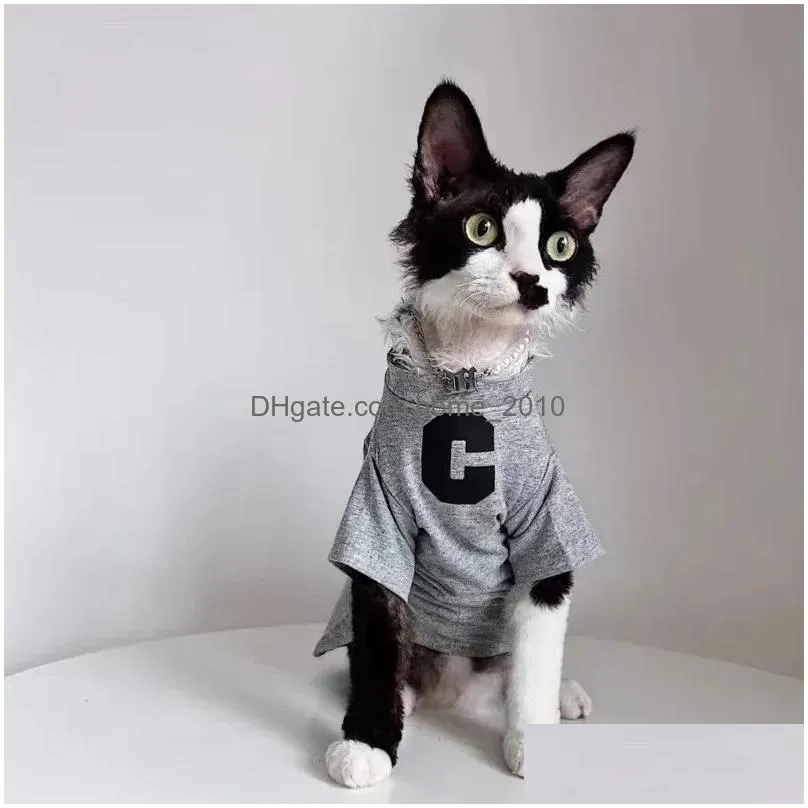 clothing sphynx hairless cat clothing german sphinx trend letter short sleeve tshirt cotton breathable thin pet cloth