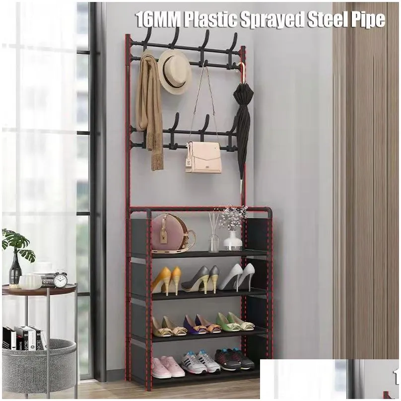 storage holders racks multiayer shoe rack diy clothes hanger coat clothing drying organizer home dorm furniture hat hangers 230529