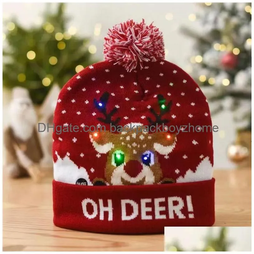 Party Hats Fashionable Christmas Led Light Knitted Hat Lantern Party Warm Adt Ball Wholesale 1103 Drop Delivery Home Garden Festive Pa Dhhqo