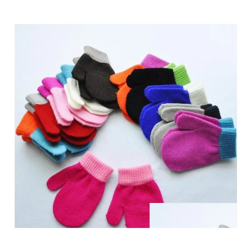 Children`S Mittens 2021 1-4 Year Garten Kids Warm Finger Gloves In Winter Infant Anti-Chaos Grabbing Acrylic Knitting Cute Drop Delive Dh8Lf