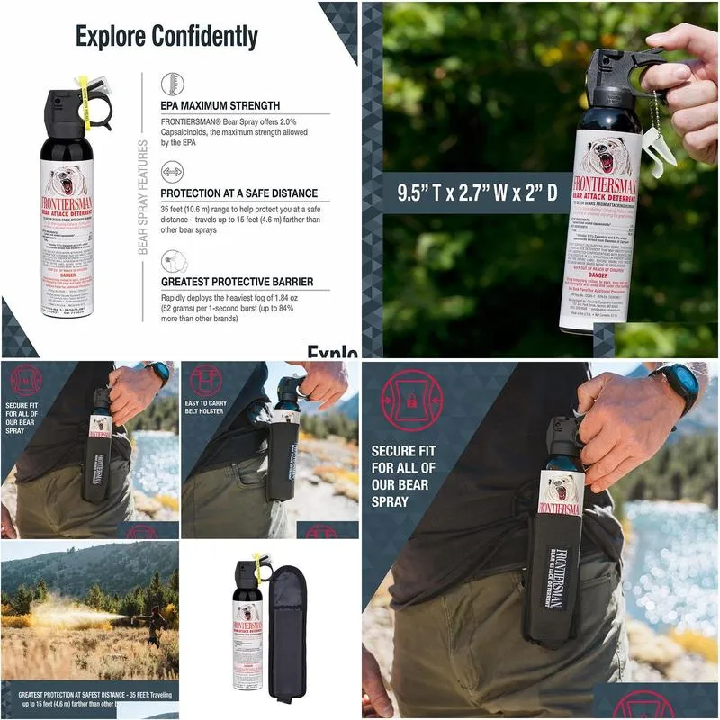 Outdoor Gadgets Sabre Frontiersman 9 2 Oz Bear Spray With Belt Holster A Compass Drop Delivery Sports Outdoors Camping Hiking Hiking A Dhcsw