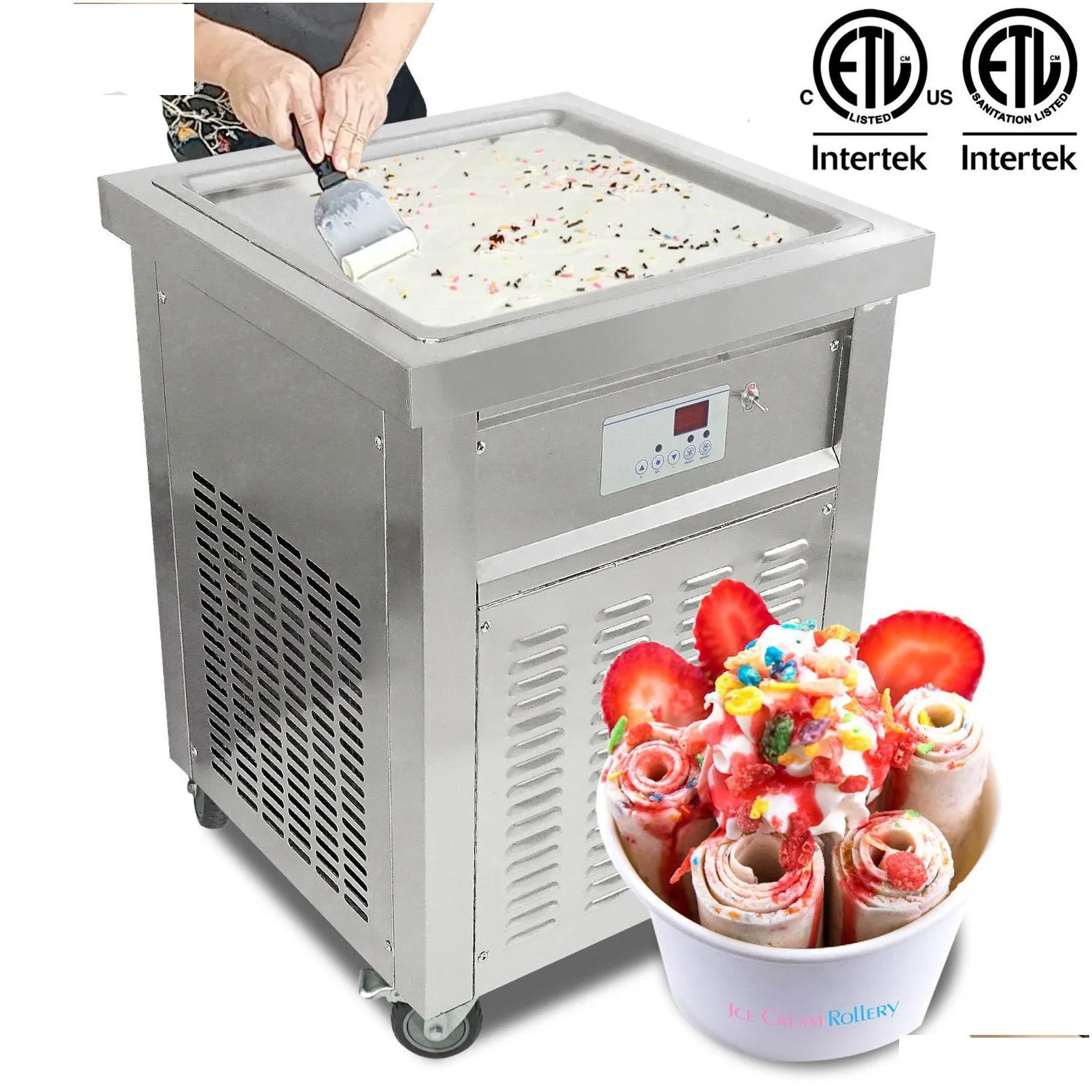 Other Kitchen, Dining & Bar Usa Wh Delivery To Door Single Square 52X52Cm Flat Pan Kitchen Thai Instant Stir Rolled Fried Fry Ice Crea Dh2Xf