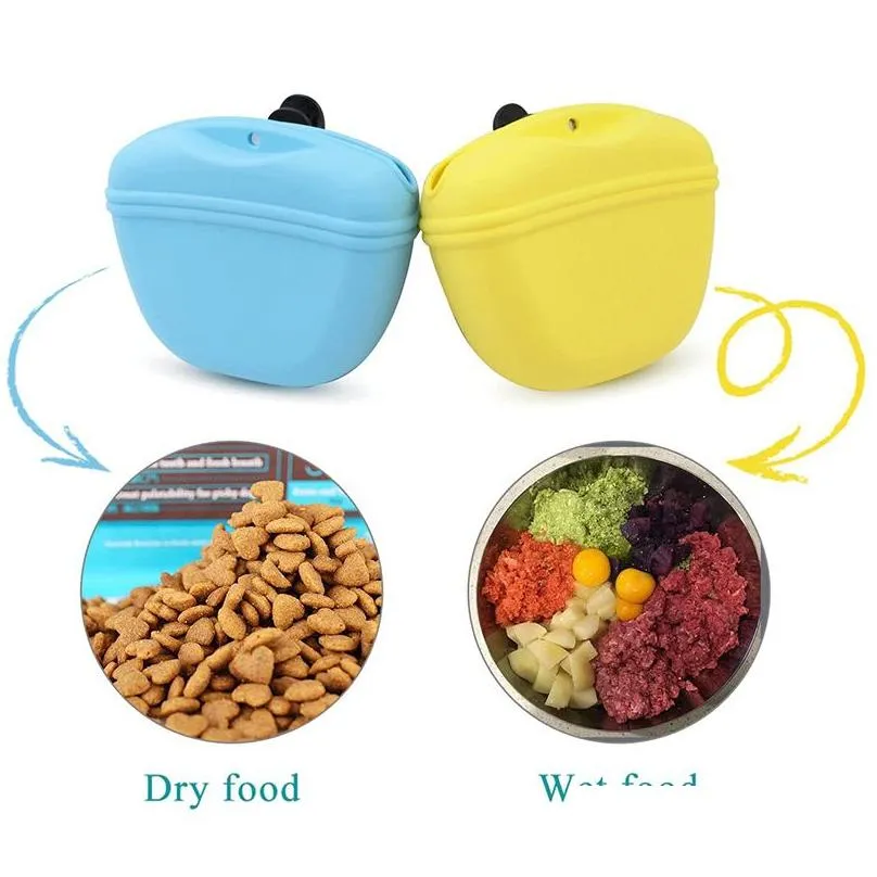 Dog Training & Obedience Sile Portable Dog Training Treat Bag Puppy Snack Reward Waist Feed Pouch Pocket Food Storage Magnetic Closure Dhnle