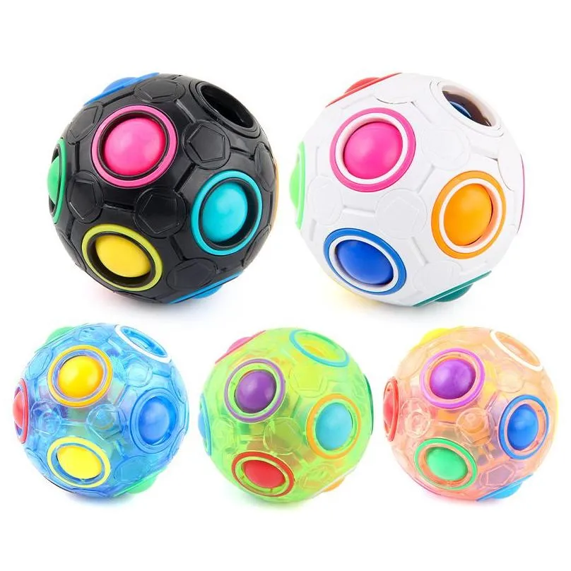 Decompression Toy Fidget Toy Adt Rainbow Ball Decompression Rotating Spinner Puzzle Round Twee Hole Mixed Color Magic For Children Chr Dhpa2