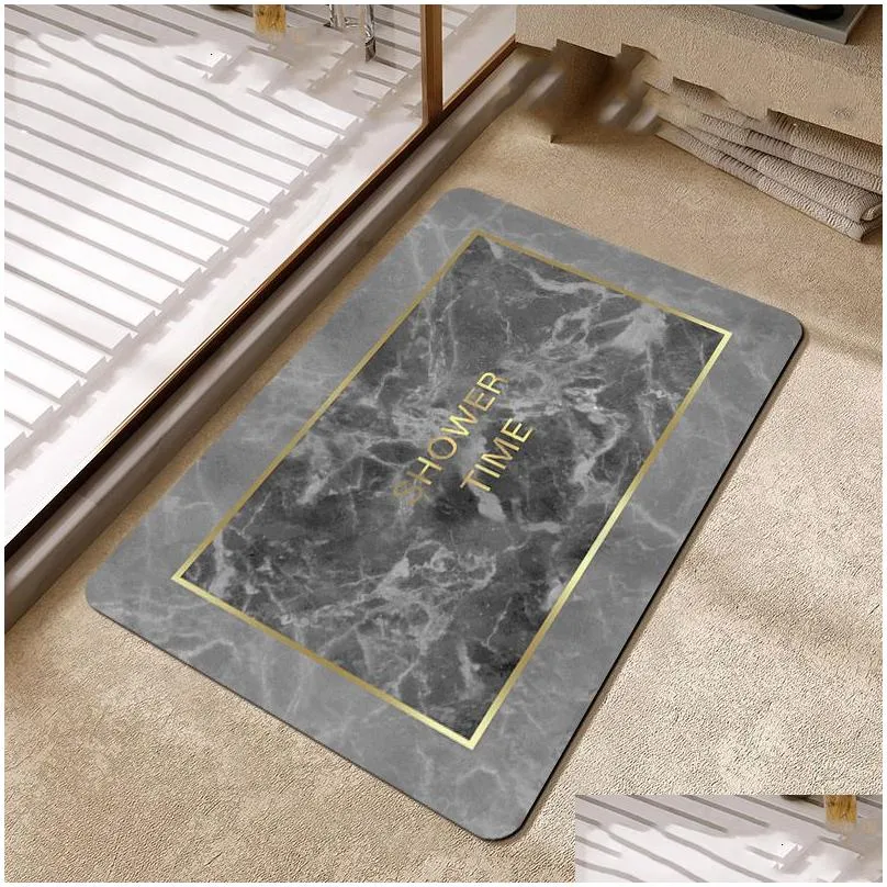 bath mats room rugs soft diatomaceous earth floor mat super absorbent toilet carpet door foot non-slip rubber shower rug pad 221123