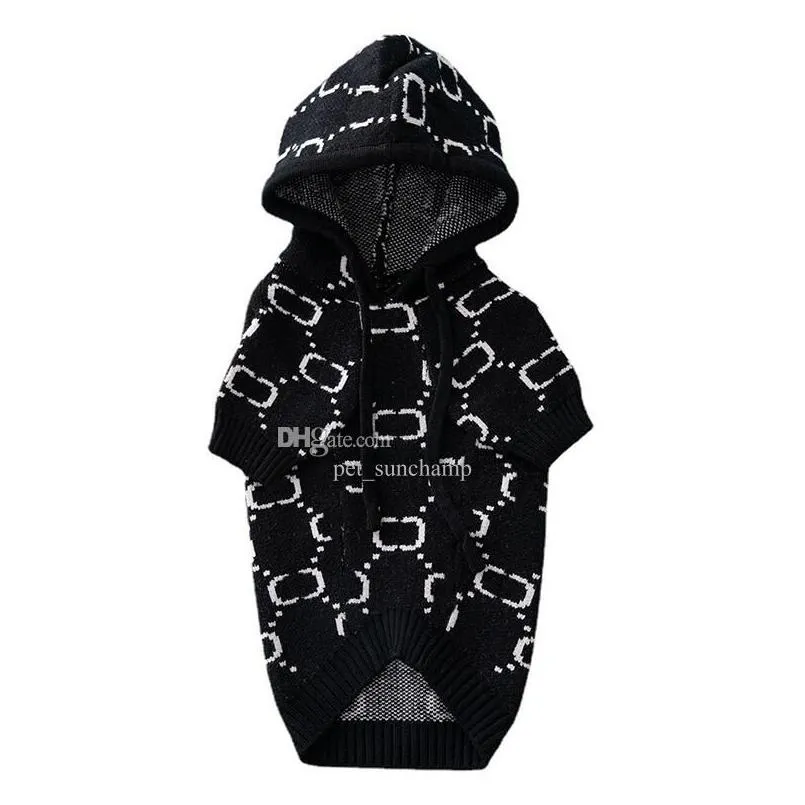 Dog Apparel Trendy Hooded Pet Sweaters Dog Apparel Winter Fall Knit Pets Sweater 2 Colors Elastic Charm Bldog Sweatshirts Drop Deliver Dhtxs