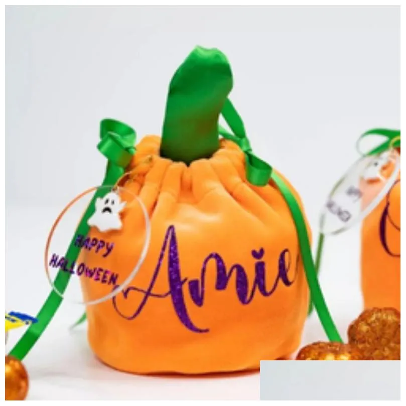 Party Favor Wholesale Trick Or Treat Candy Pouch Bucket Orange Veet Pumpkin Basket Halloween Bags Drop Delivery Home Garden Festive Pa Dhh4K