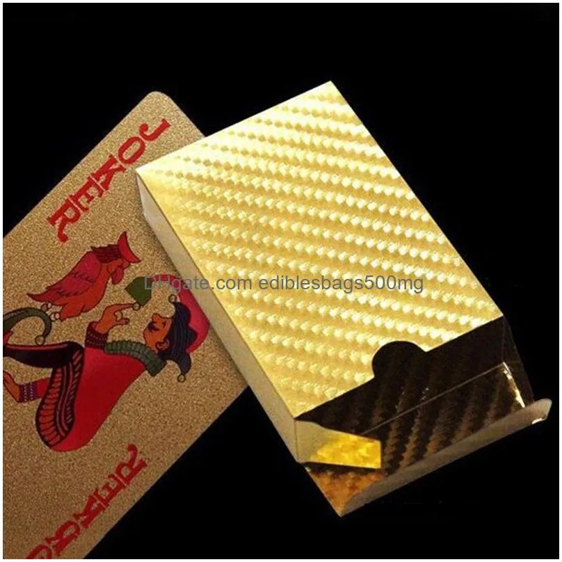 24k gold playing cards poker game deck gold foil poker set plastic magic card waterproof cards magic jugando a las cartas