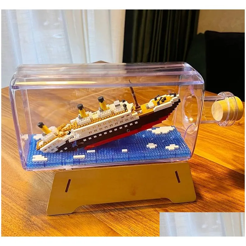 Model Building Kits Titanic Block 1860Pcs Mini Blocks Model Ship Kit Boat Diy Diamond Building Bricks Kid For Toy Sale Price Build Dup Dhj1H