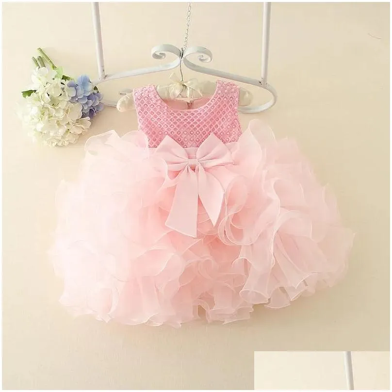 Girl`S Dresses Girls Dresses Kids Clothes 2022 Dress Baby Summer Girl Layered With Bow Party Wedding Toddlers Onesiesgirls Drop Delive Dhuwk