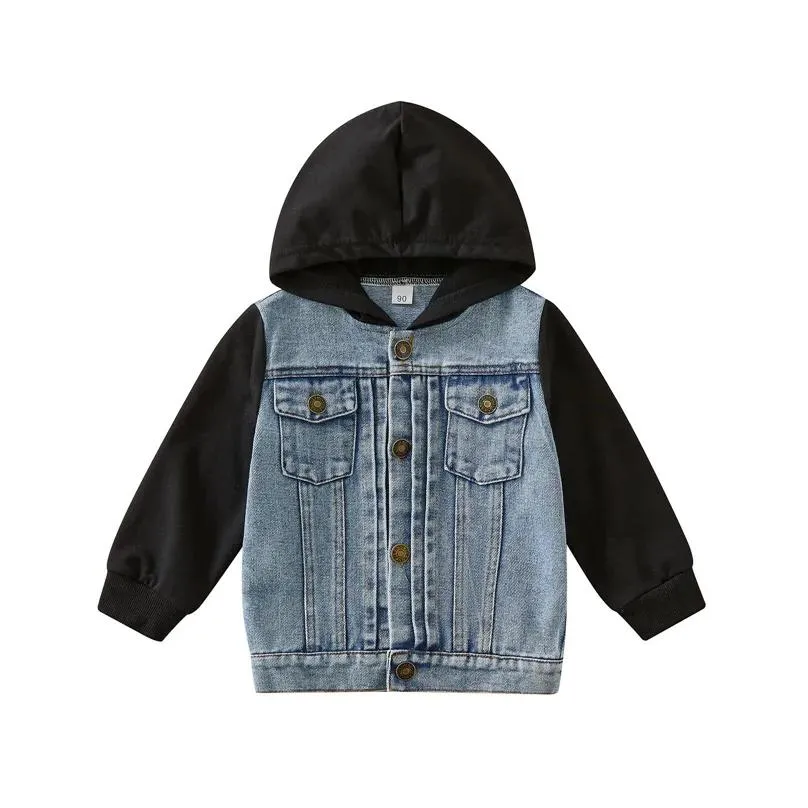 Coat 2023 Children Jackets Coat Autumn Winter Boy Suit Girl Clothes Baby Denim Hooded Outwear Outfits Toddler Kids Clothing Drop Deliv Dhgsc