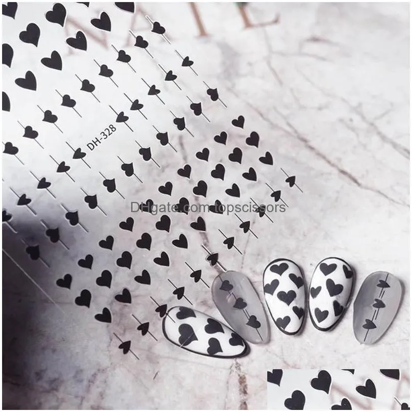 Stickers & Decals Nail Stickers Black White Love Heart Art Pattern Luminous Decals Moon Star Drop Delivery Health Beauty Nail Art Salo Dhktg