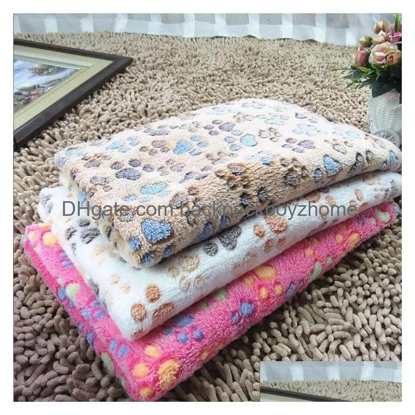 Kennels & Pens Wholesale Dog Blanket Pet Blankets Paw Print Pattern Fleece Cat Extra Softness Fluffy Lightweight Washable Fy3417 Jn13 Dhbey