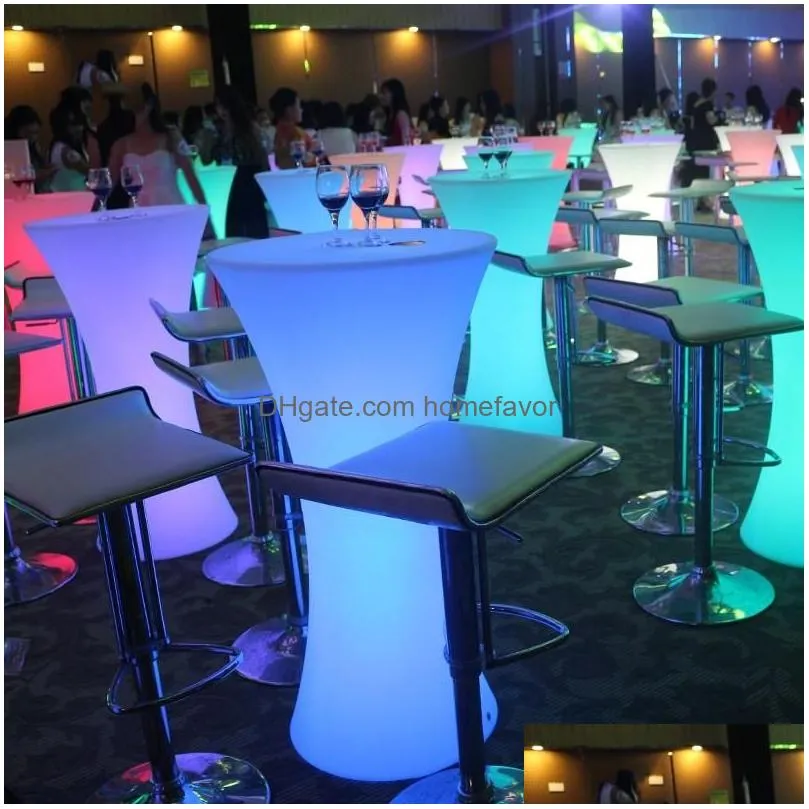  rechargeable led luminous cocktail table ip54 waterproof round glowing led bar table outdoor furniture for bar ktv disco