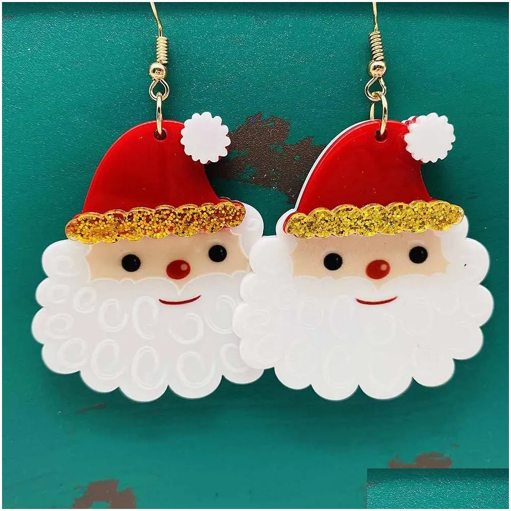 christmas acrylic earrings fashion cartoon design asymmetric xmas tree charm dangles hohoho letter star snowman snowflake grinch santa claus drop jewelry
