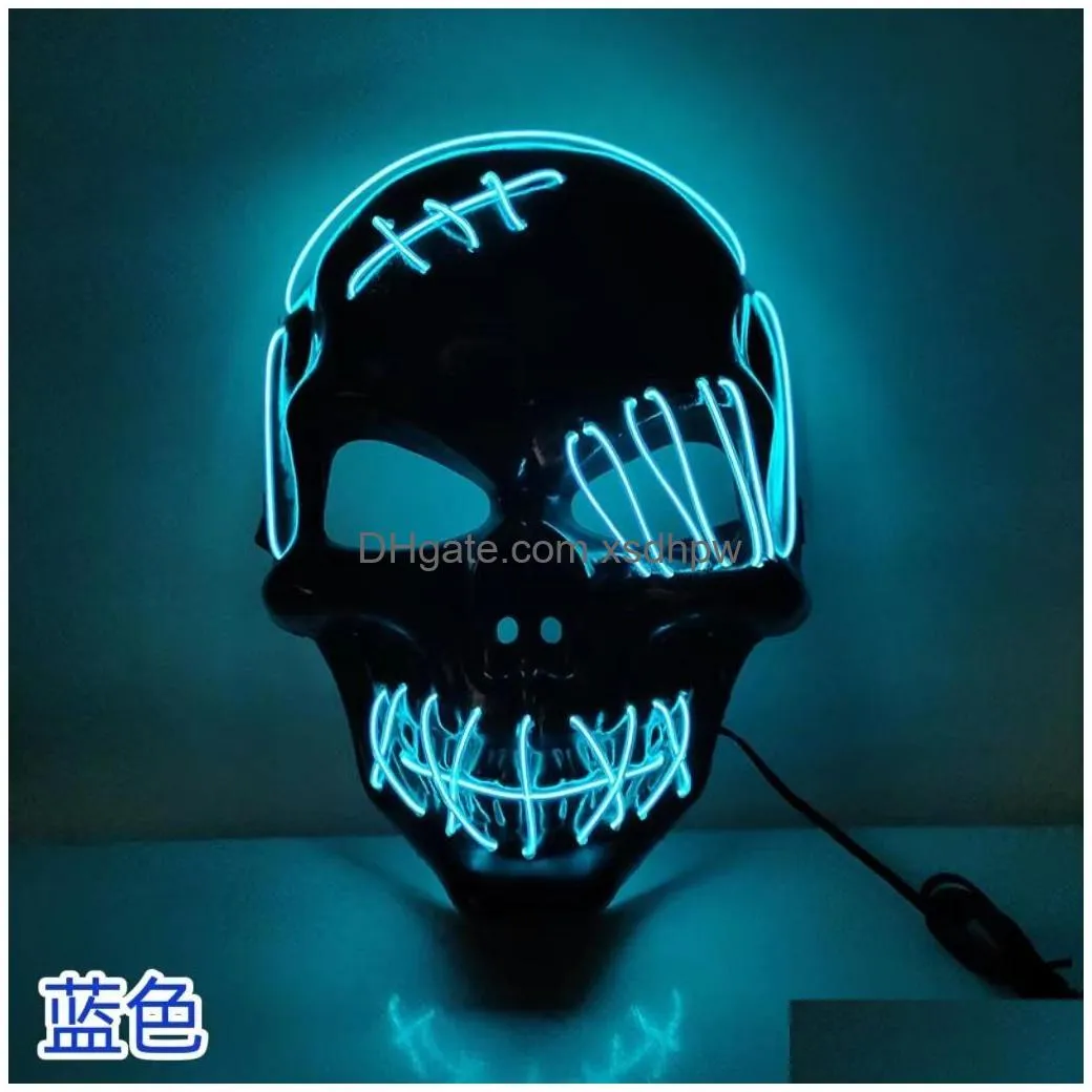 led skeleton terror glowing mask glowing halloween party neon role play terror mask decoration wholesale