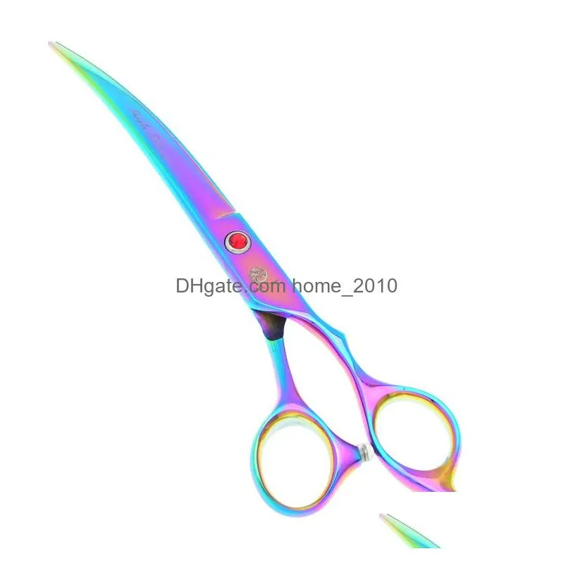 70inch purple dragon cutting scissors thinning scissors curved shears stainless steel pet scissors for dog grooming tesoura pup3850705