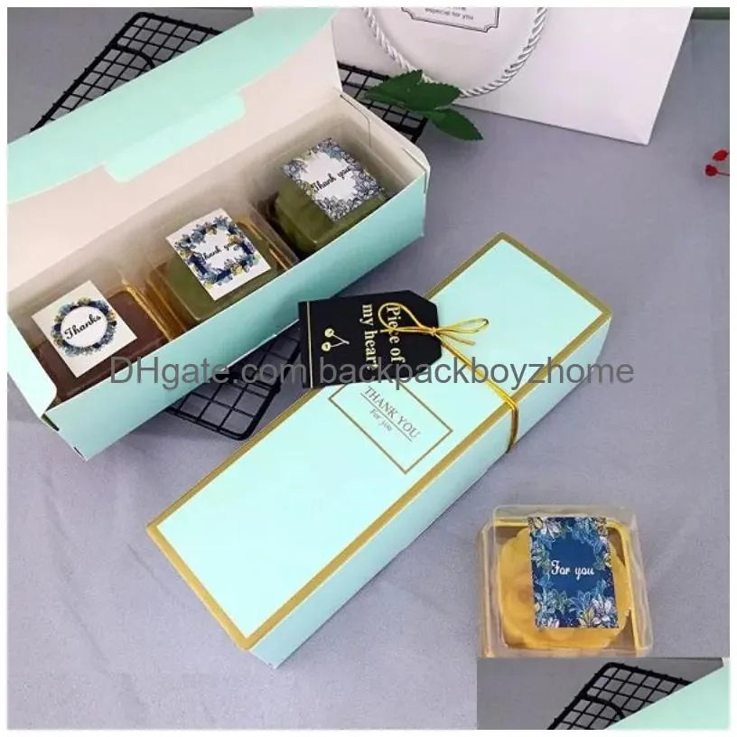 Gift Wrap Floral Printed Long  Gift Box Moon Cake Carton Present Packaging For Cookie Wedding Favors Candy Ship Drop Delivery Home Dhuv2