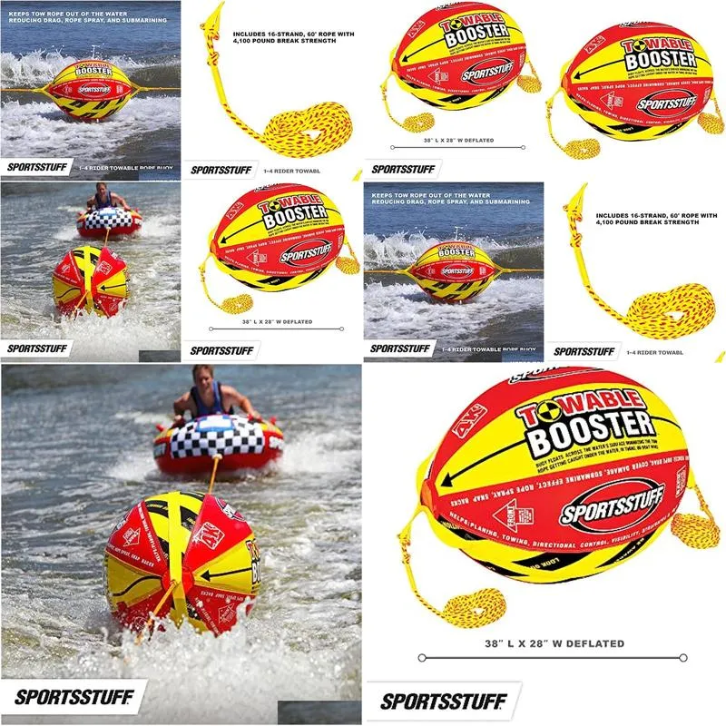 Towing Sportsstuff Booster Ball Towable Tube Rope Performance Drop Delivery Sports Outdoors Water Sports Wakeboarding Waterskiing Dhwci