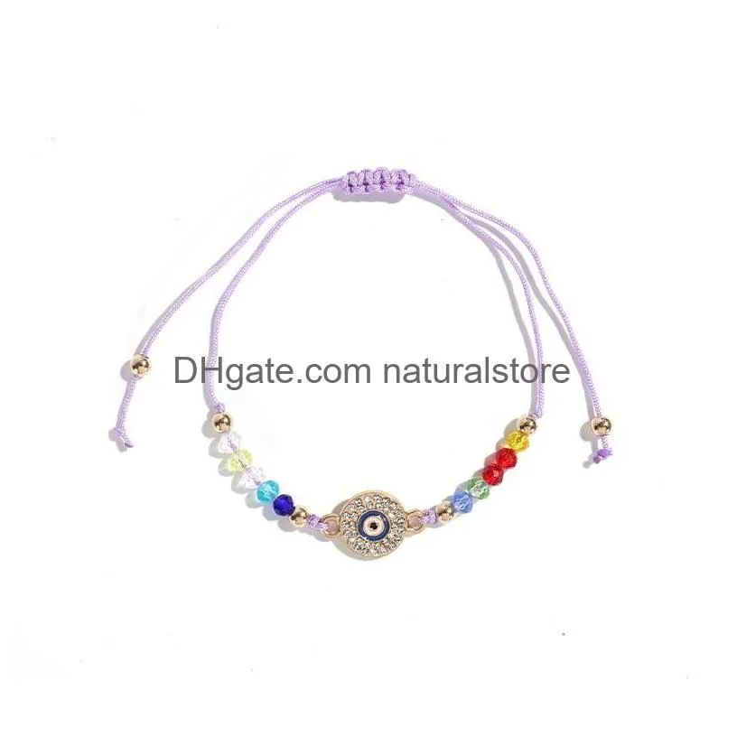 Charm Bracelets 12Pcs/Set New Blue Evil Eye Bracelets For Women Crystal Tree Hand Cross Heart Turtle Charm Beads Rope String Chain Ad Dhrjw