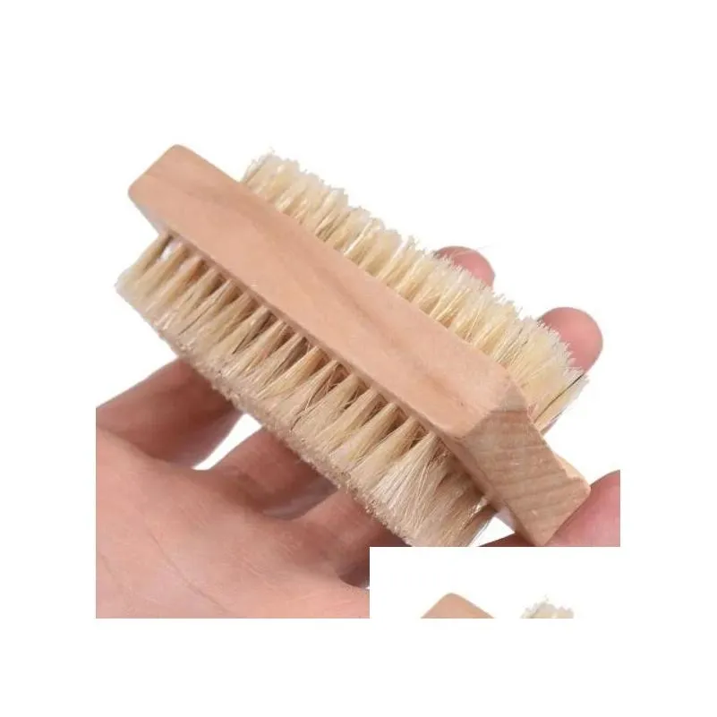 Cleaning Brushes New Wood Nail Brush Two Sided Natural Boar Bristles Wooden Manicure Spa Dual Surface Hand Cleansing Brushes 10Cm S29 Dhzfn