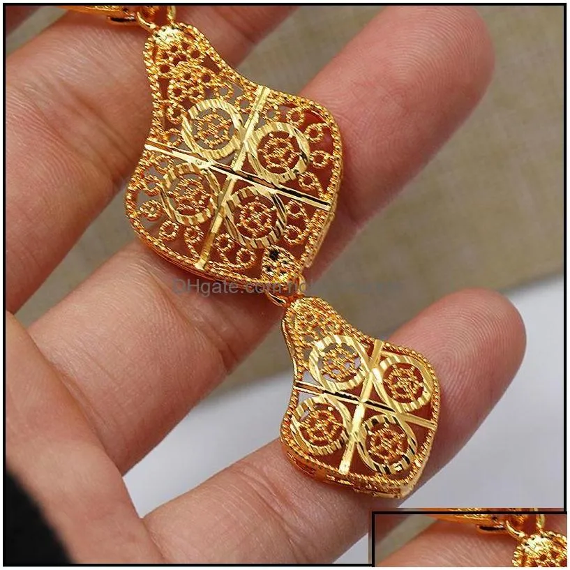 jewelry settings dubai india gold color sets for women african flower necklace earrings party wedding bridal aessories 201215 drop