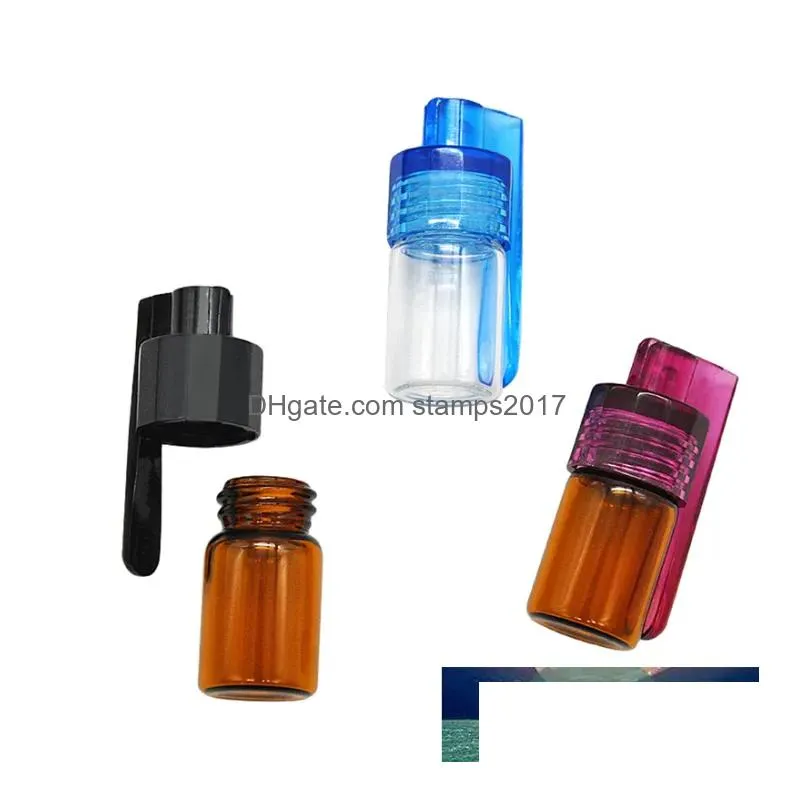 wholesale high-end portable glass bottle snuff snorter acrylic pill case random color 1pcs 36mm/51mm