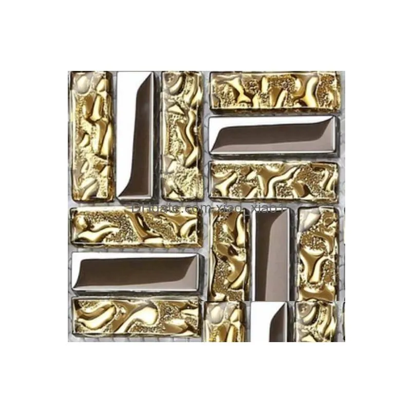 electroplated silver yellow gold glass mosaic kitchen tile backsplash cgmt1901 bathroom wall tiles2605503