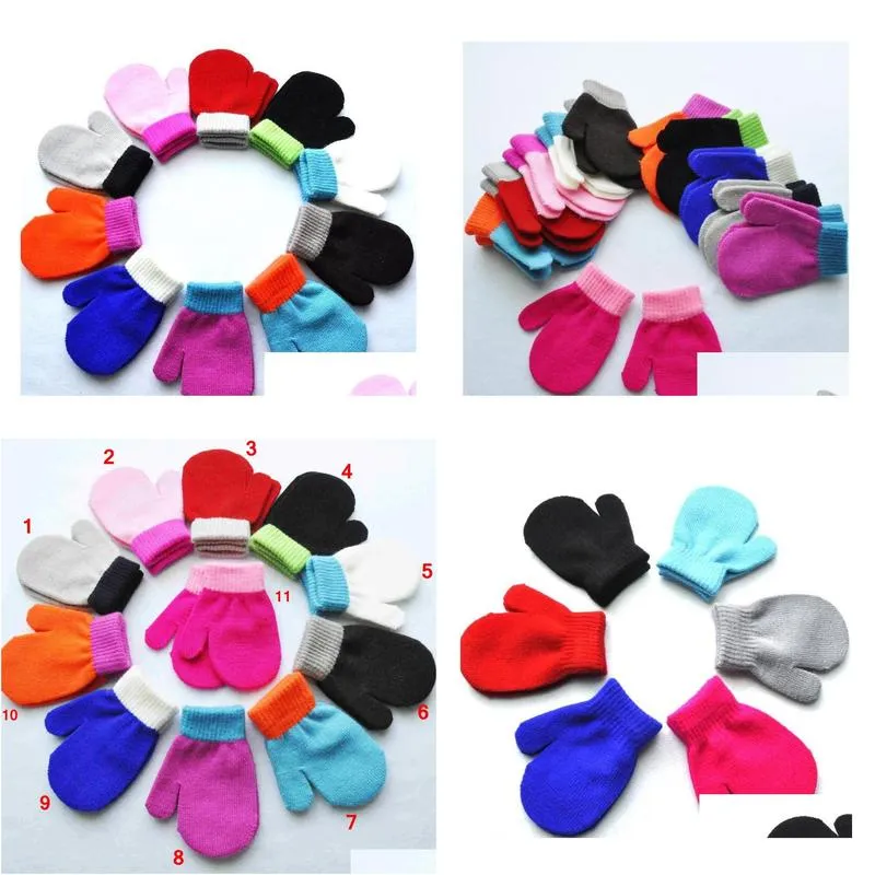 Children`S Mittens 2021 1-4 Year Garten Kids Warm Finger Gloves In Winter Infant Anti-Chaos Grabbing Acrylic Knitting Cute Drop Delive Dhuqz